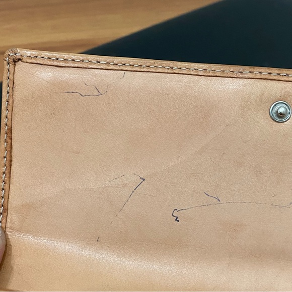 COACH Signature Jacquard Brown Canvas on Natural Leather Continental Wallet - Picture 13 of 14